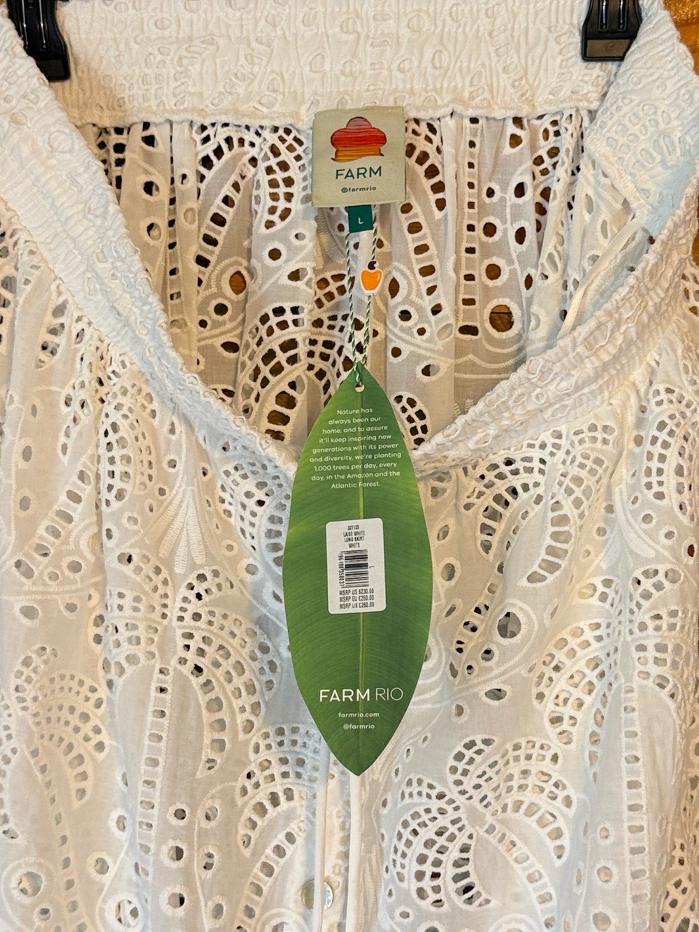 NWT FARM Rio Laise Palm Tree Eyelet Cotton Midi Skirt - Picture 5 of 5